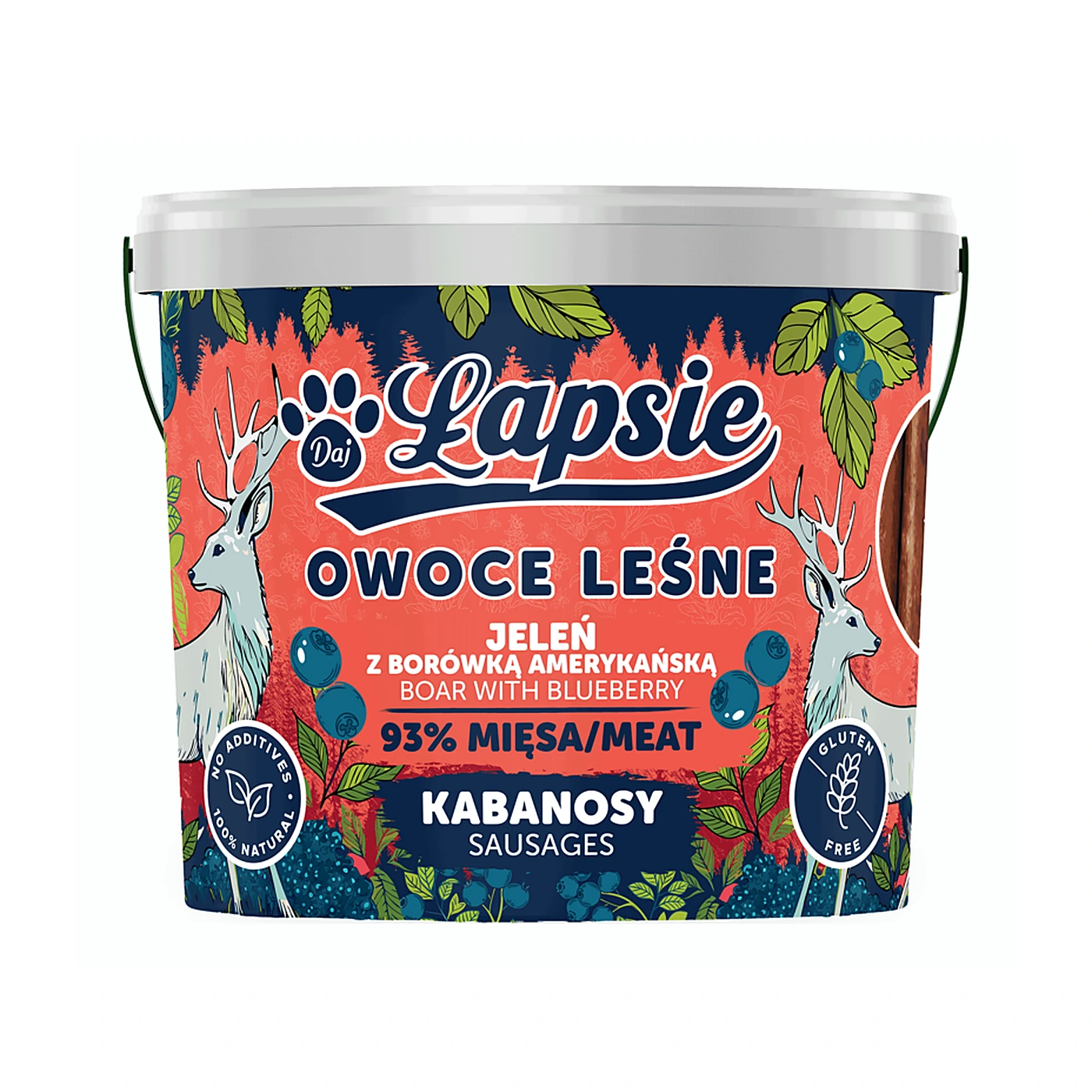 ŁAPSIE Owoce lasu  Kabanosy jeleń z borówką 160g