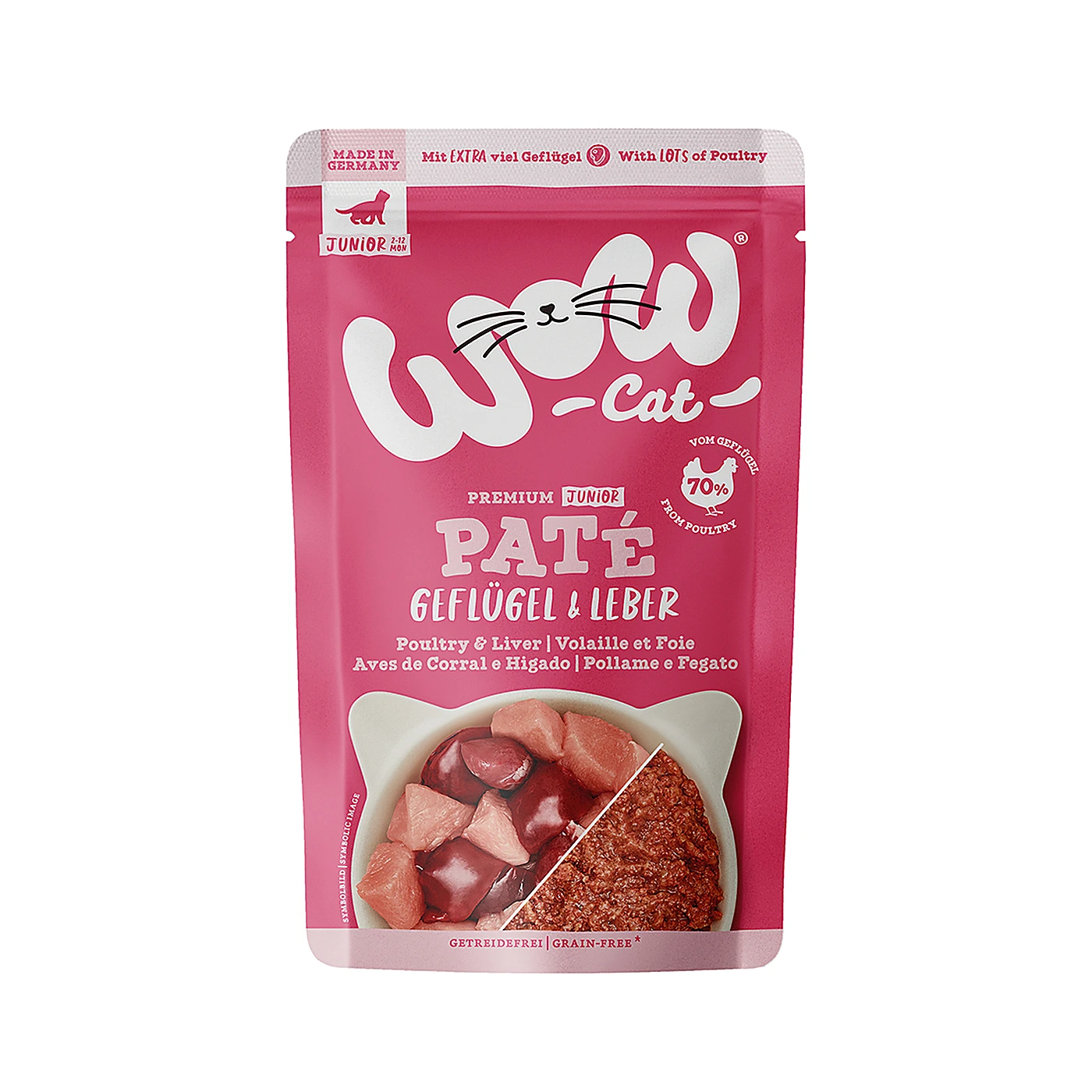 WOW CAT Junior Geflugel Leber - drób z wątróbką  (125g)
