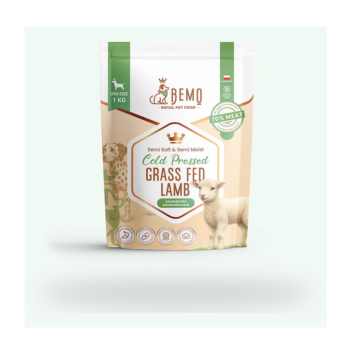 Bemo Cold Pressed Grass Fed Lamb - karma tłoczona na zimno dla psów z jagnięciną 1kg