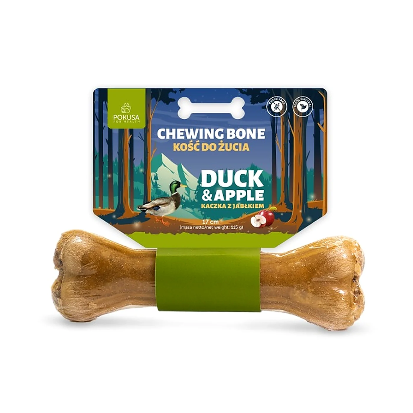 FEEL THE WILD Chewing Bone / Kość do żucia kaczka DUCK & APPLE (kaczka) 17cm