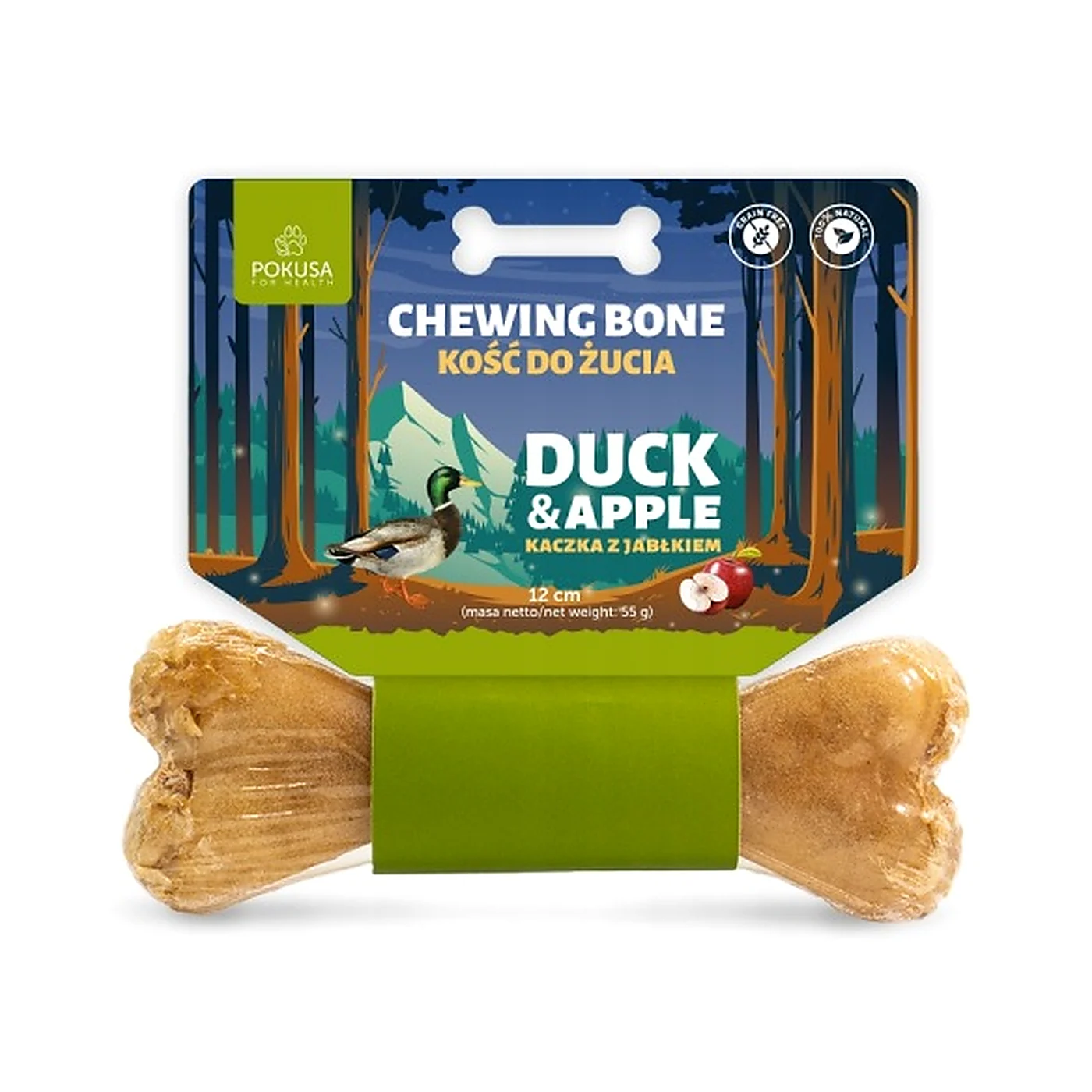 FEEL THE WILD Chewing Bone / Kość do żucia kaczka DUCK & APPLE (kaczka) 12cm
