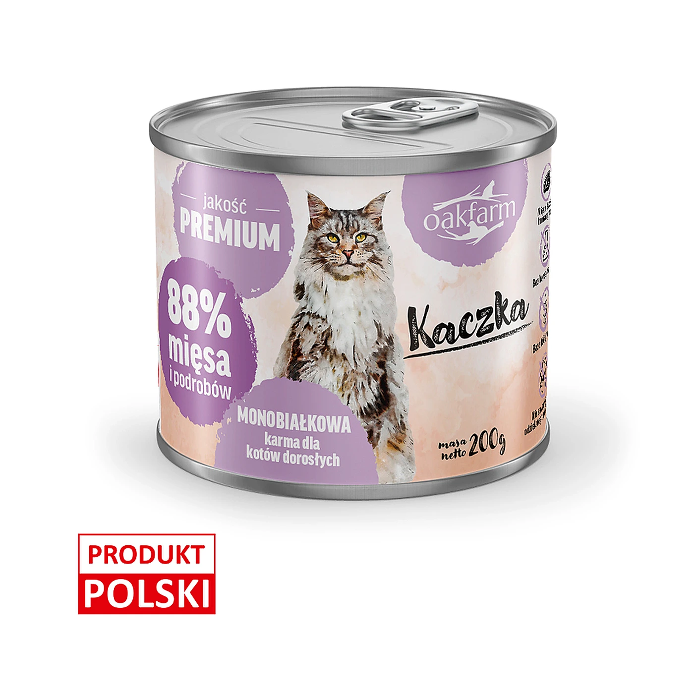 OAKFARM Kaczka - Kot Dorosły, Karma Mokra 200g