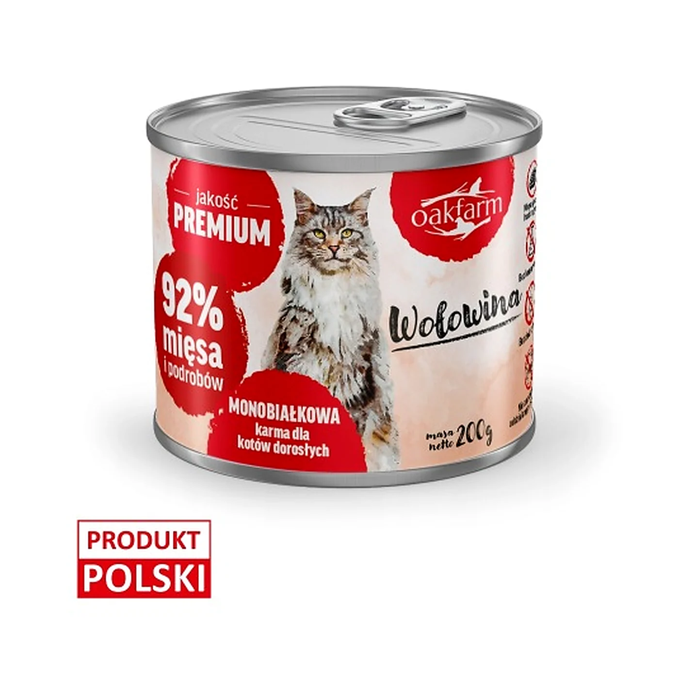 OAKFARM Wołowina - Kot Dorosły, Karma Mokra 200g