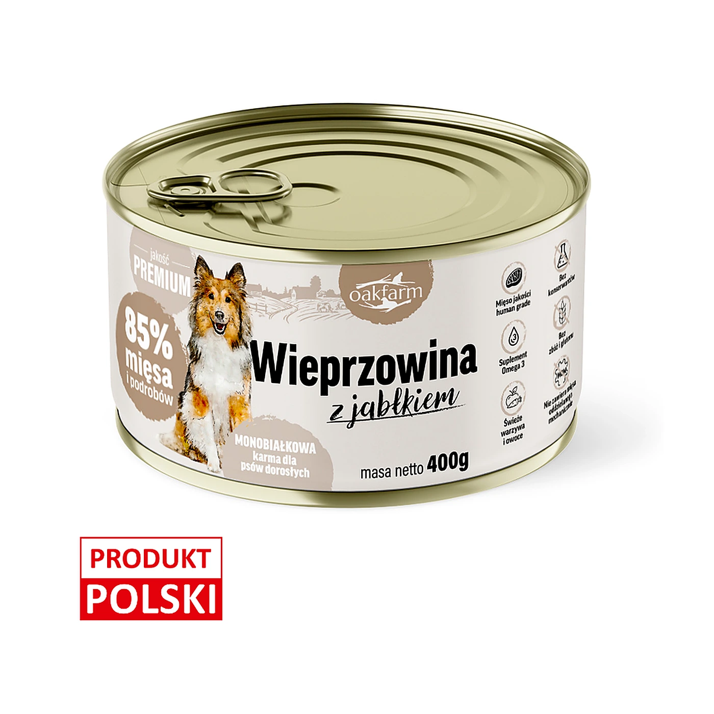 OAKFARM Wieprzowina z jabłkiem - Pies Dorosły, Karma Mokra 400g