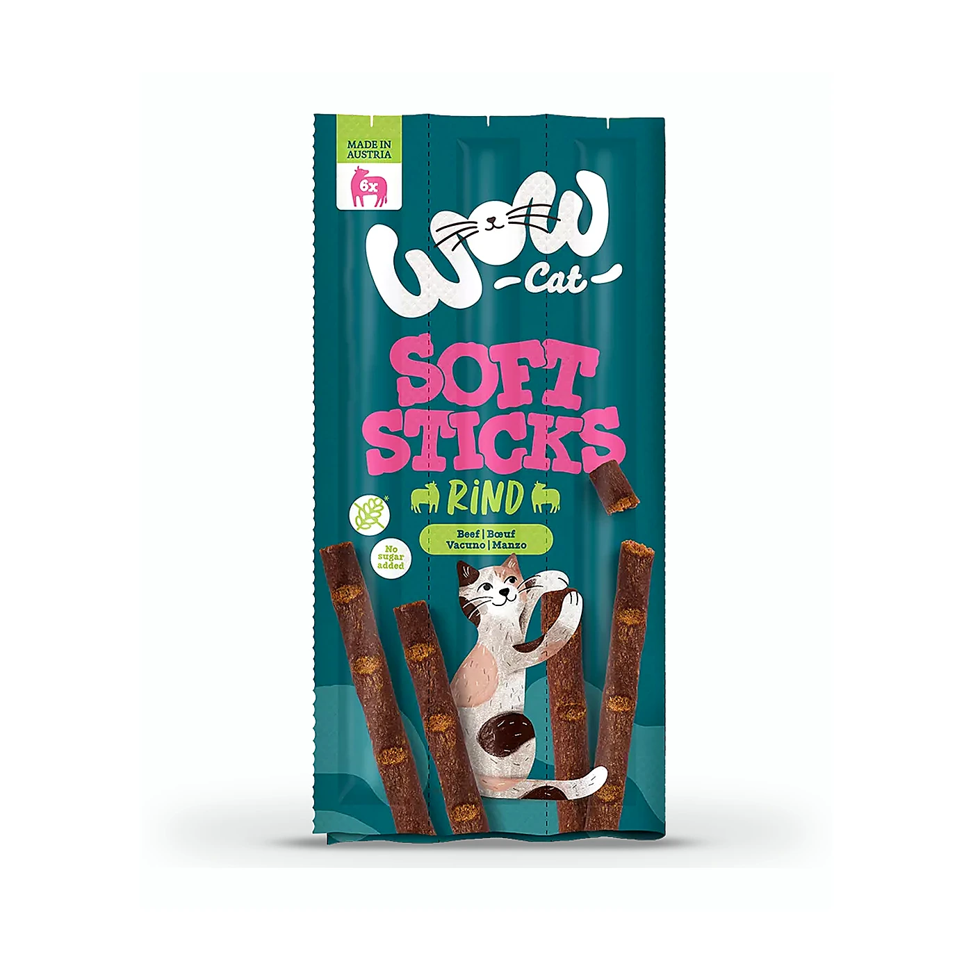 WOW CAT Soft Sticks Rind (6x5g)