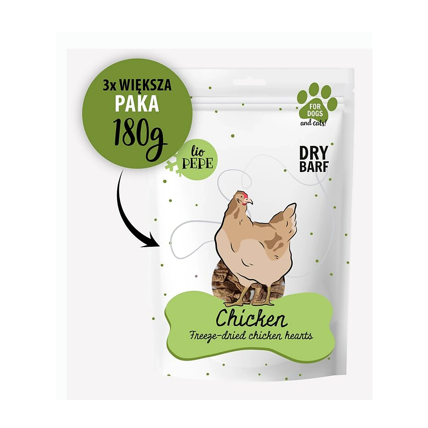 Przysmak Lio PEPE Chicken XL (kurze serca) 180g