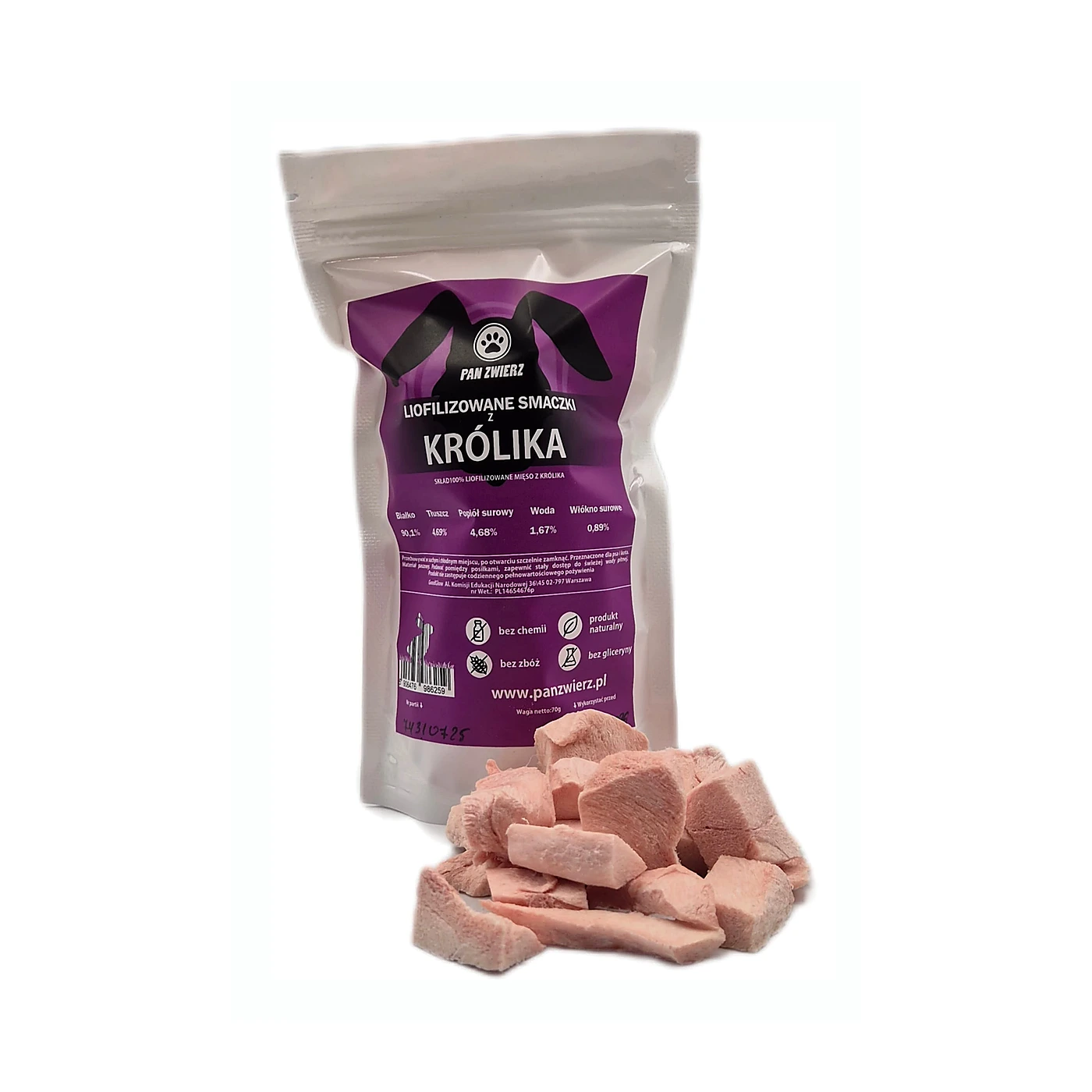 Liofilizowane smaczki z Królika 70g.