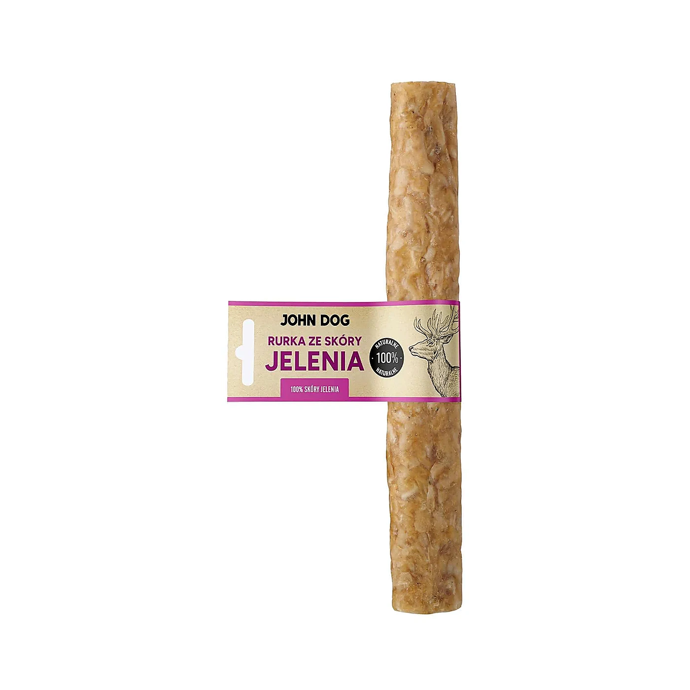 Suszony gryzak dla psa. Rurka ze skóry jelenia 25 cm