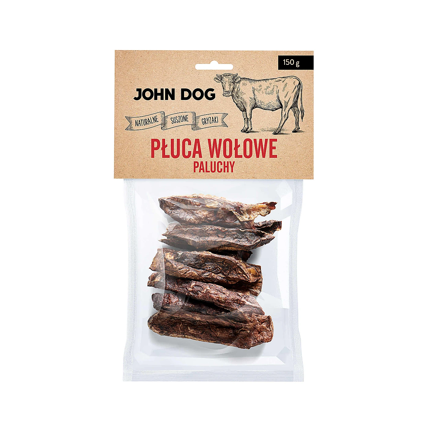 Suszony gryzak dla psa. Płuca wołowe paluchy 150g