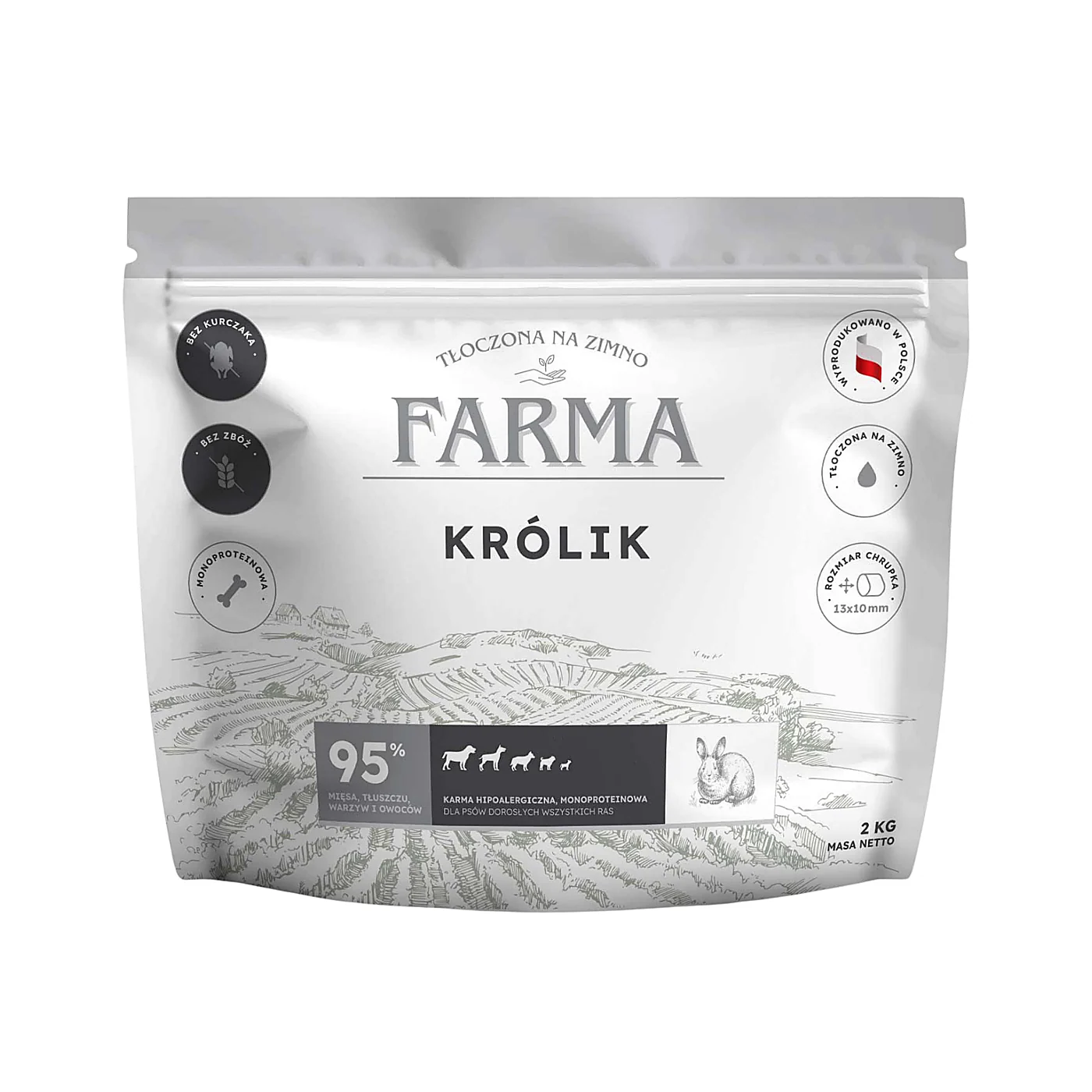 Farma Adult Królik Tłoczona na Zimno 2 kg NOWY SKŁAD 61% MIĘSA