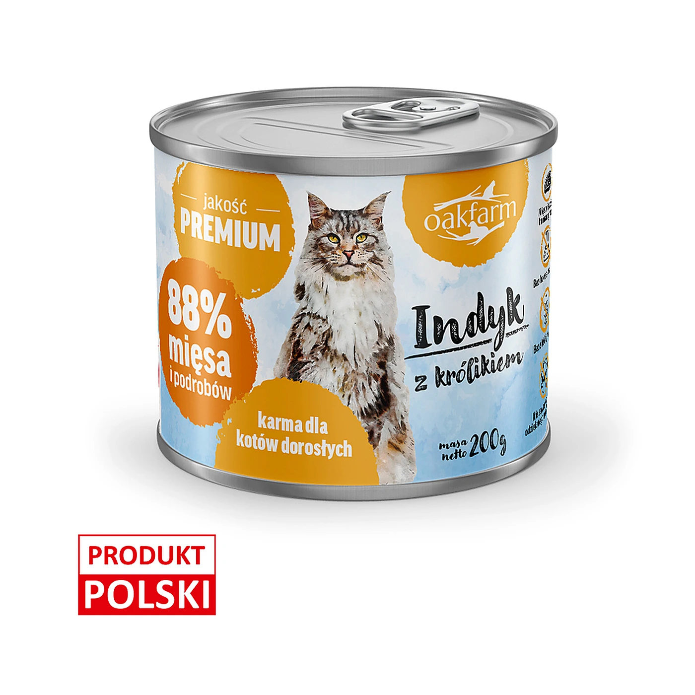 Oakfarm Indyk z królikiem - Kot Dorosły, Karma Mokra 200g