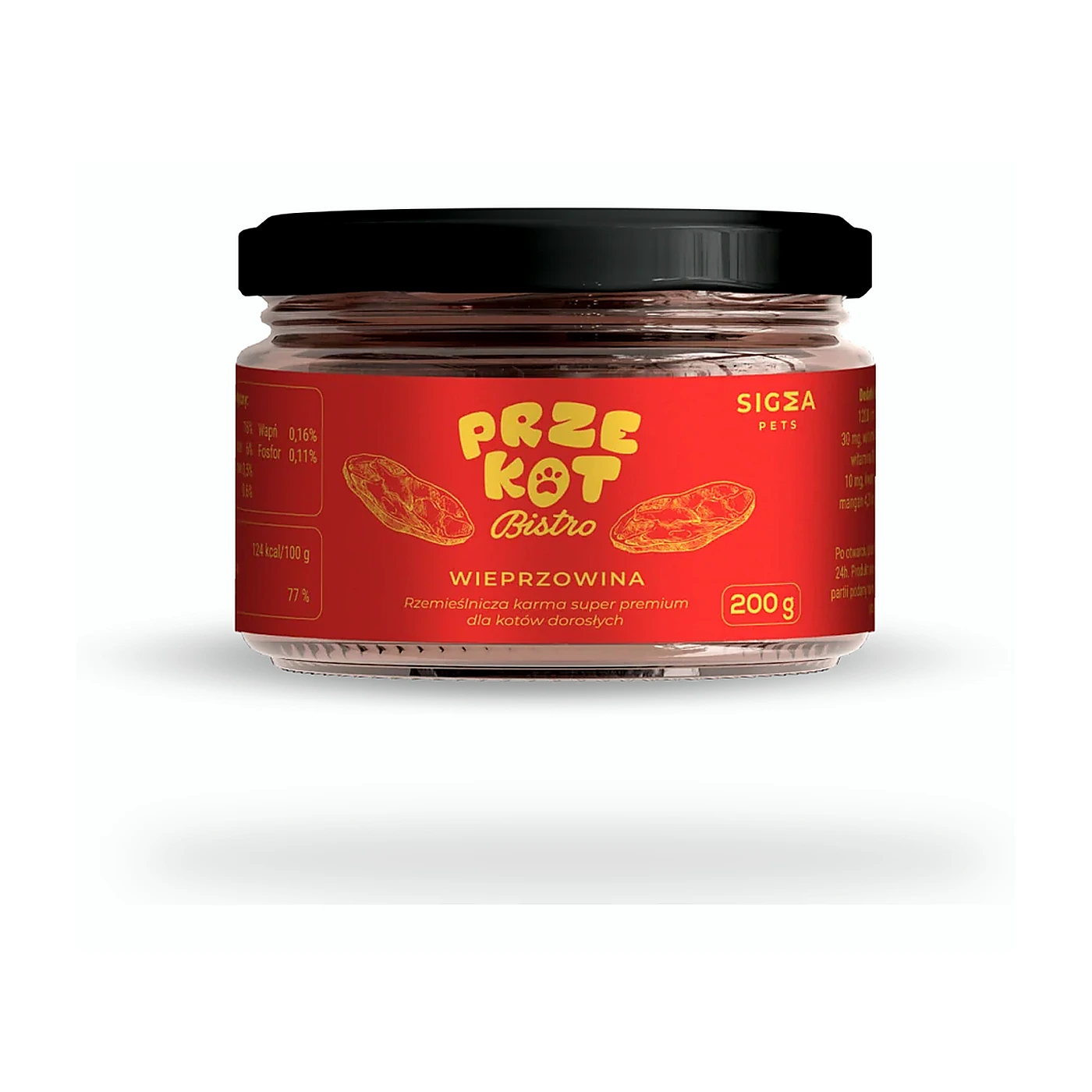 Mokra karma dla kotów z wieprzowiny - premium 200g