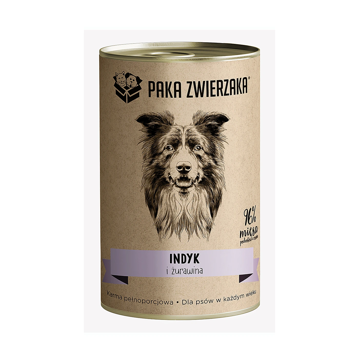 Karma mokra  Paka Zwierzaka Indyk i żurawina 400g