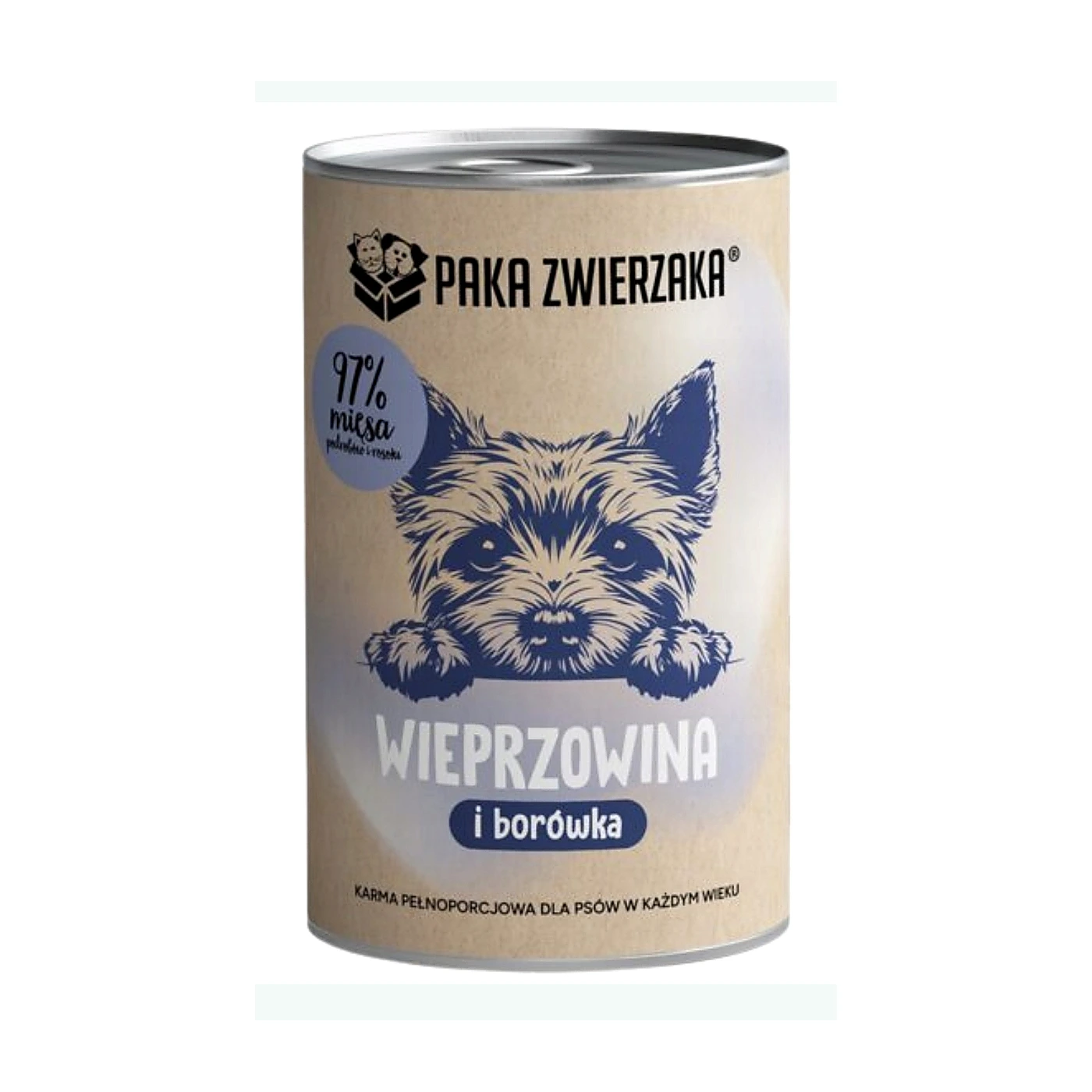 Karma mokra  Paka Zwierzaka Wieprzowina z borówką 400g