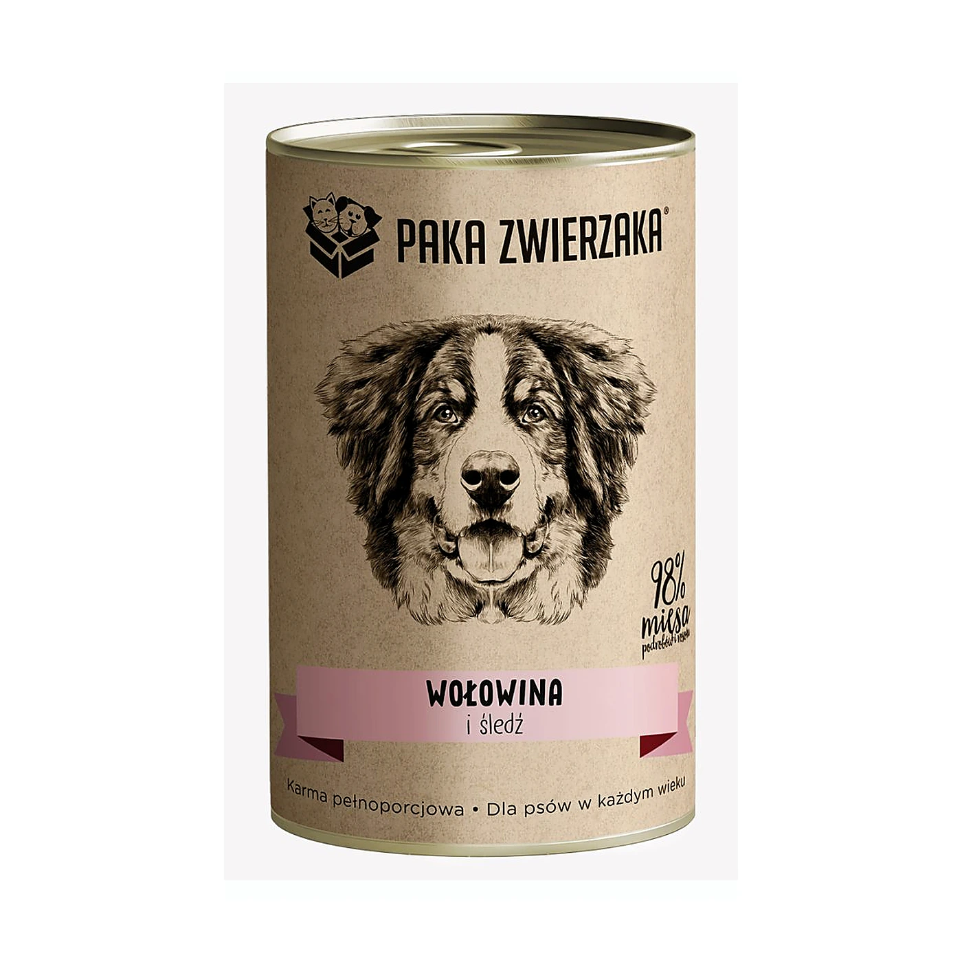 Karma mokra  Paka Zwierzaka Wołowina i śledź 400g