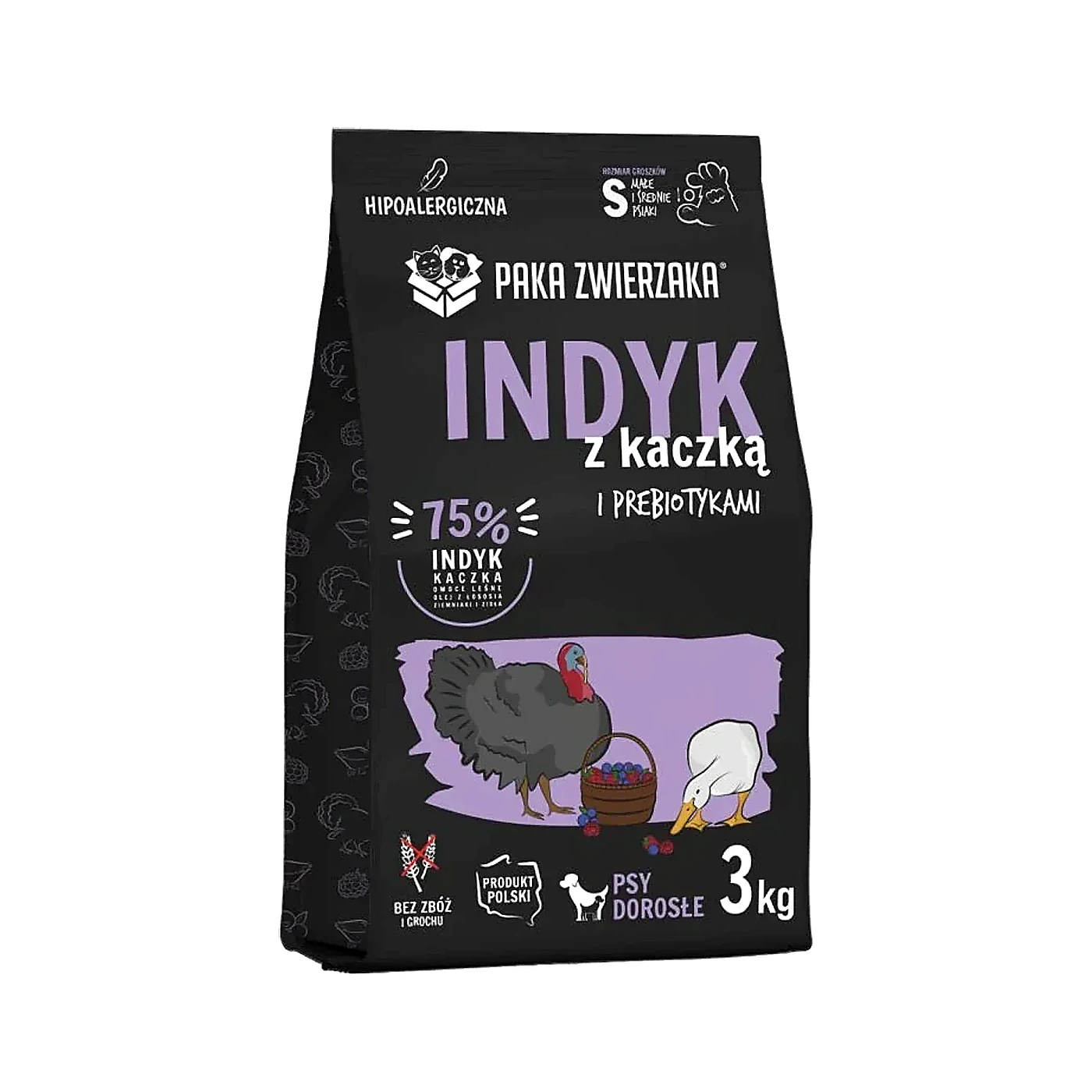 Karma sucha Paka Zwierzaka Indyk z kaczką "S" 3kg