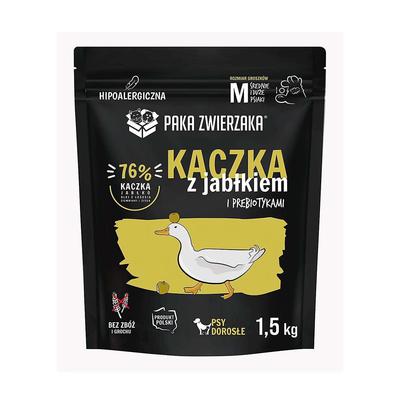 Karma sucha Paka Zwierzaka Kaczka z jabłkiem "M" 1,5kg