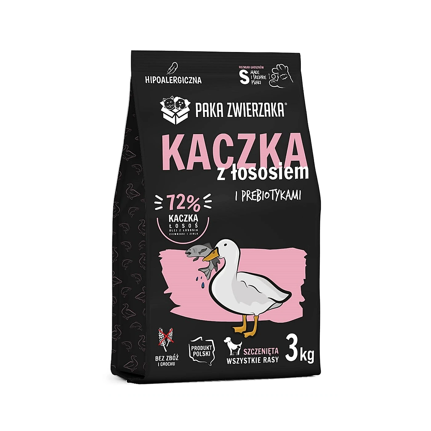 Karma sucha Paka Zwierzaka Kaczka z łososiem PUPPY 3kg