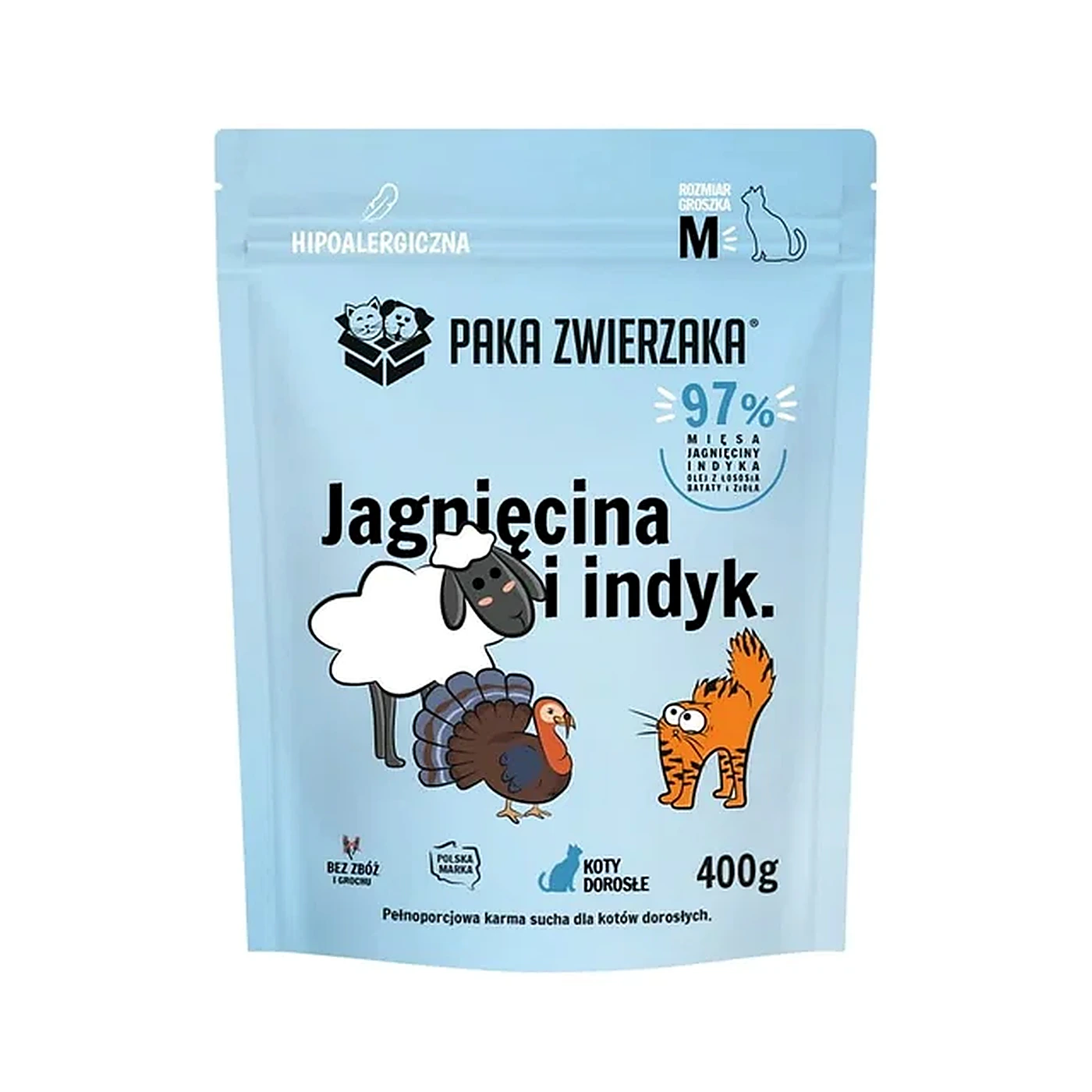 Karma sucha Paka Zwierzaka KOT Jagnięcina i indyk ''M'' 400g