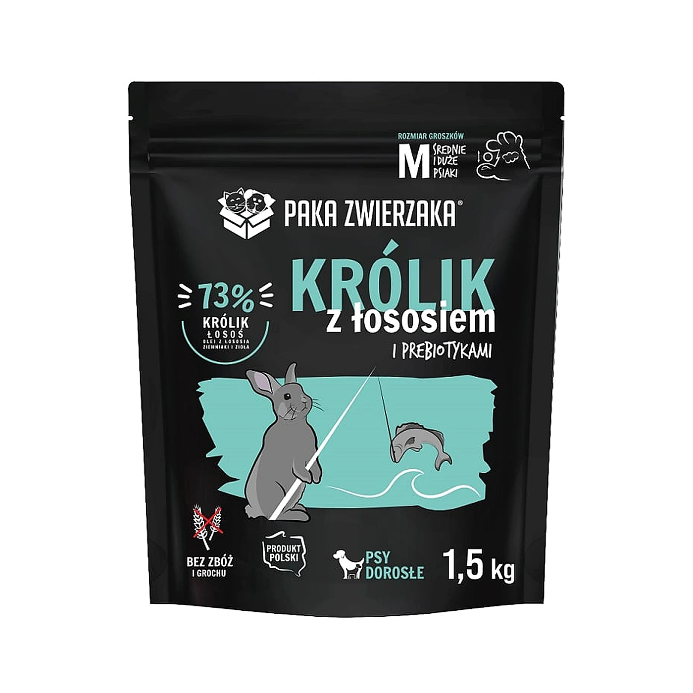 Karma sucha Paka Zwierzaka Królik z łososiem "M" 1,5kg