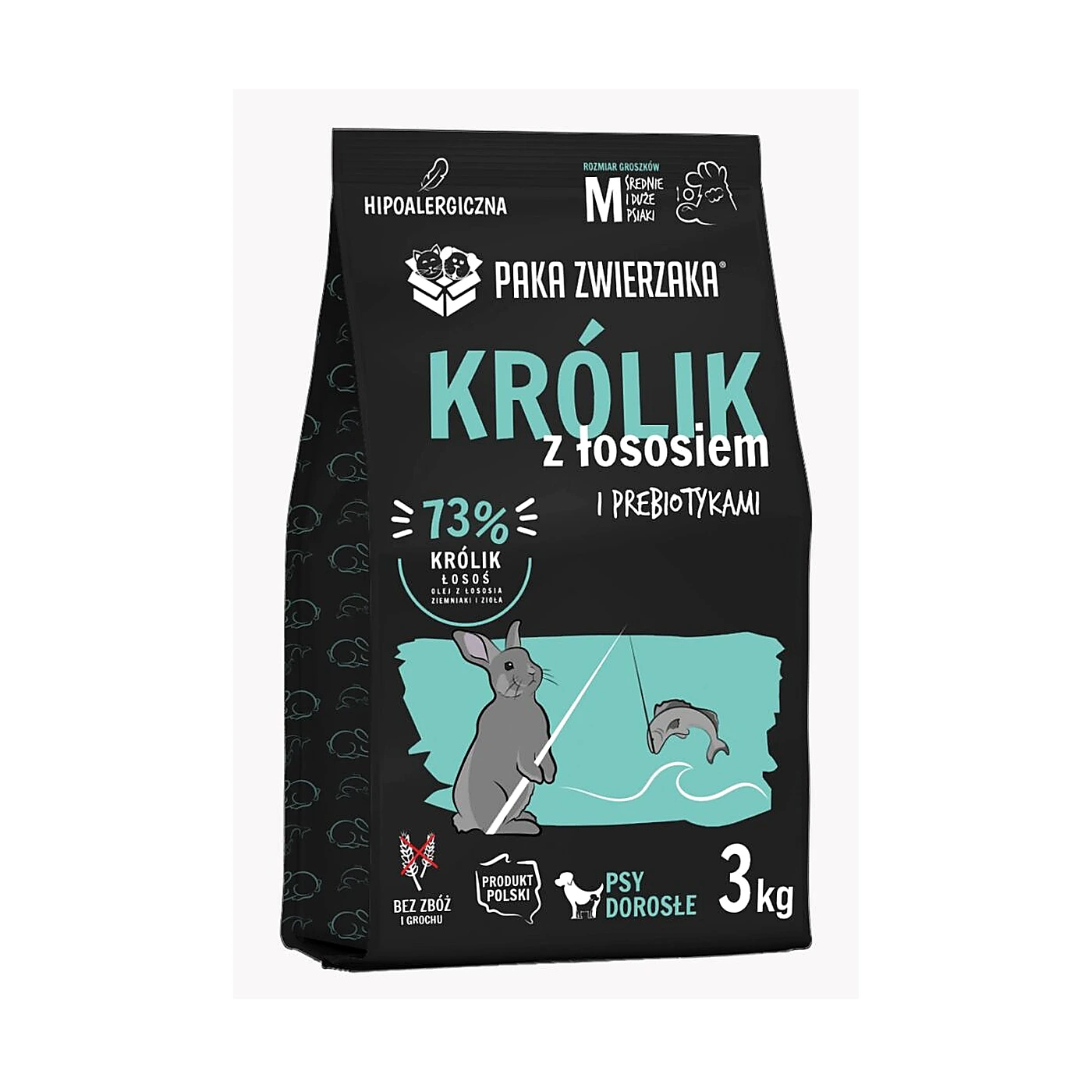 Karma sucha Paka Zwierzaka Królik z łososiem "M" 3kg