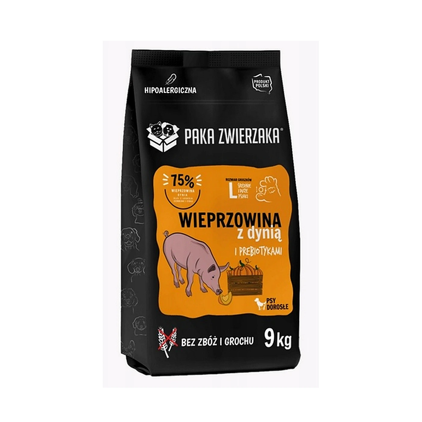 Karma sucha Paka Zwierzaka Wieprzowina z dynią "L" 9kg