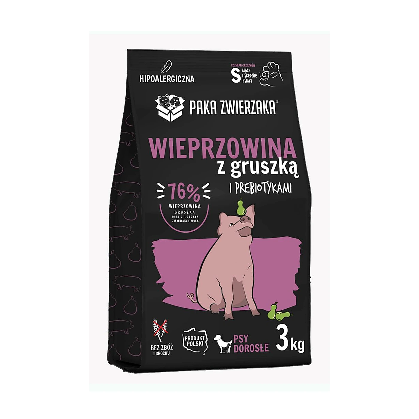 Karma sucha Paka Zwierzaka Wieprzowina z gruszką "S" 3kg