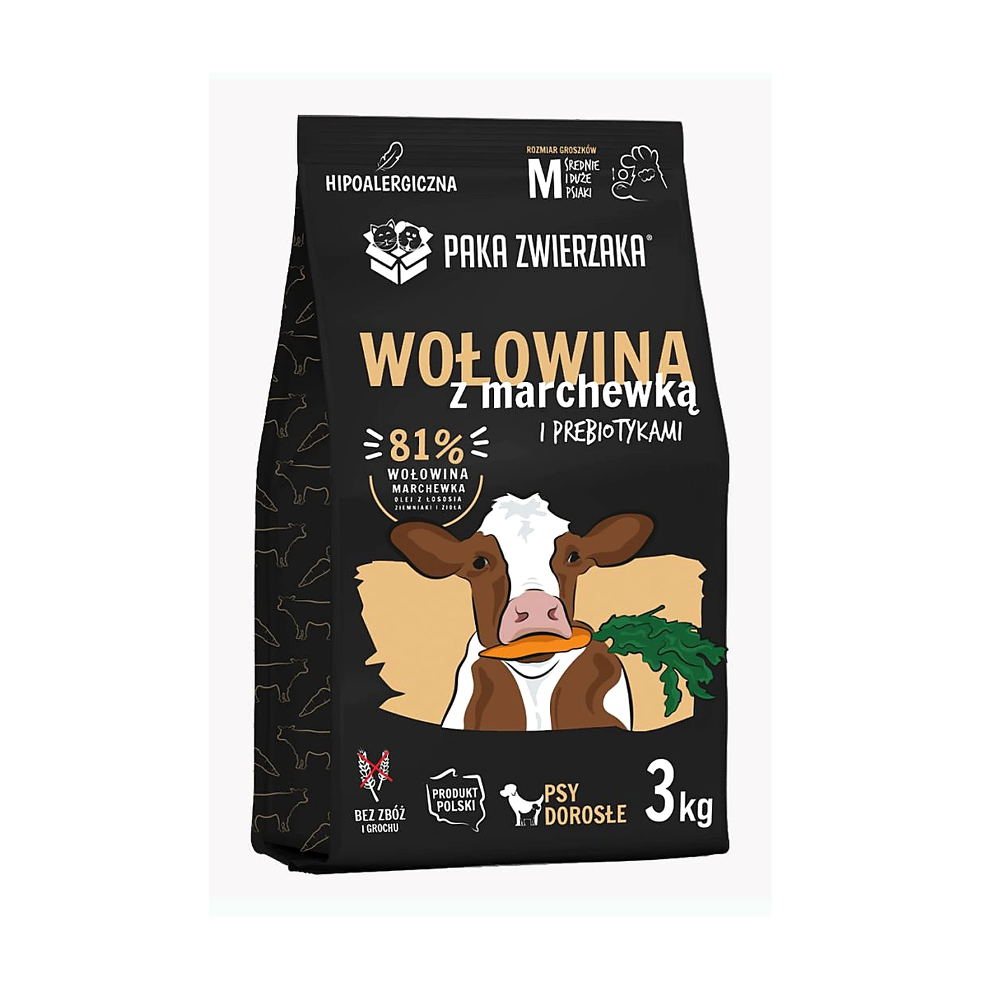 Karma sucha Paka Zwierzaka Wołowina z marchewką "M" 3kg