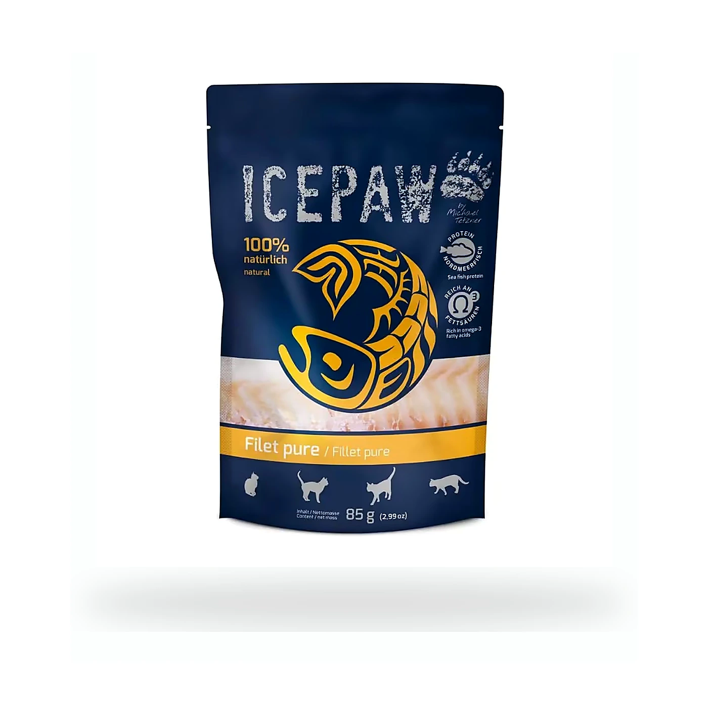 ICEPAW Cat  filet pure - łosoś i dorsz pełnoporcjowa karma dla kotów (85g)