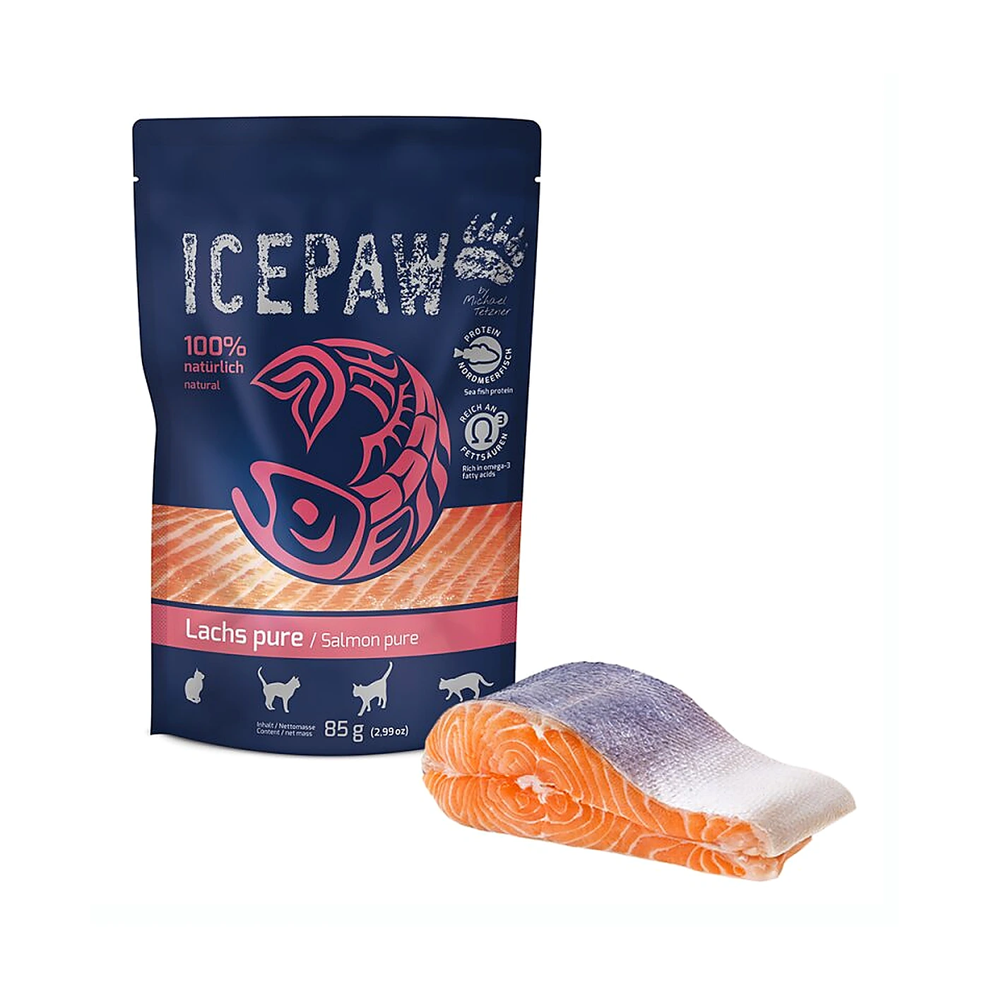 ICEPAW Cat Lachs pure - łosoś pełnoporcjowa karma dla kotów (85g)