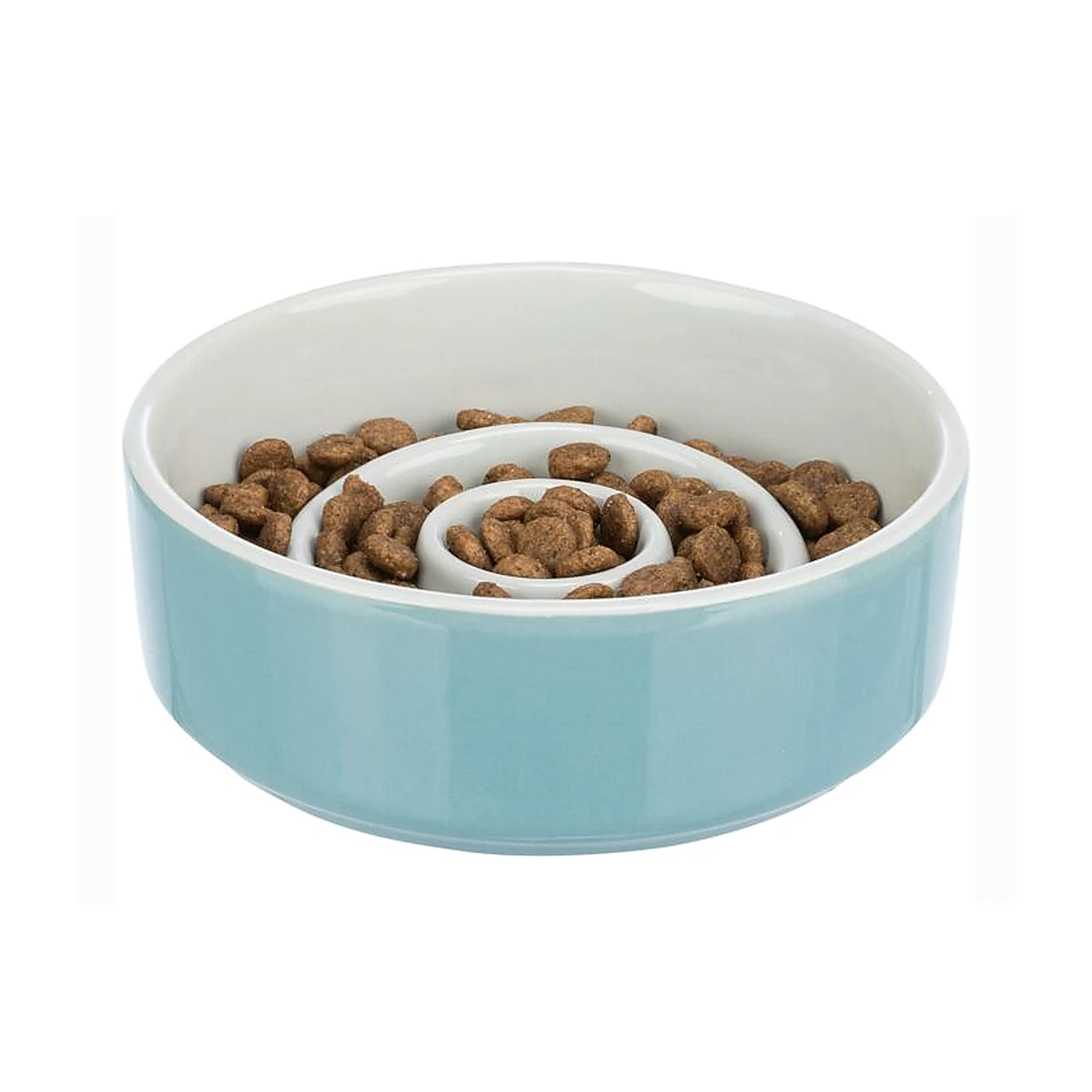 Slow Feeding, miska ceramiczna, dla psa/kota, szaro/niebieska, 0.45 l/? 14 cm, spowalniająca jedzenie