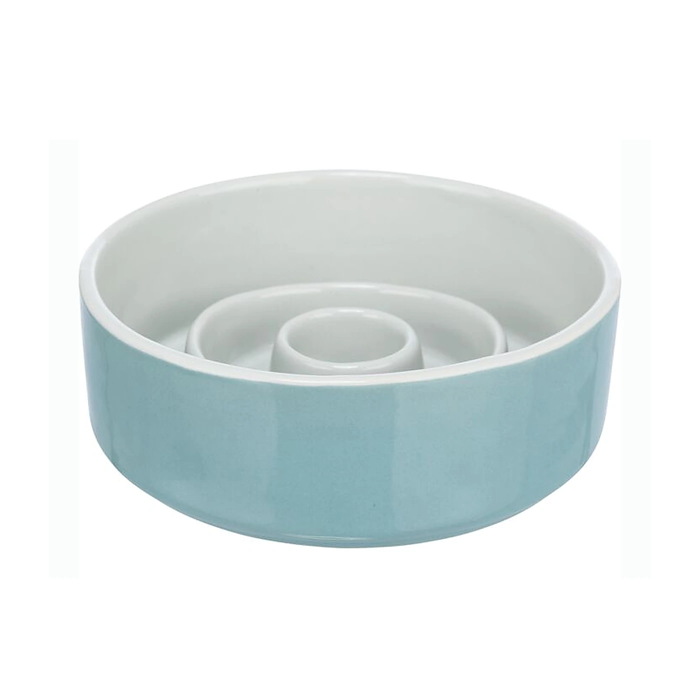 Slow Feeding, miska ceramiczna, dla psa/kota, szaro/niebieska, 0,9 l/ 17 cm, spowalniająca jedzenie