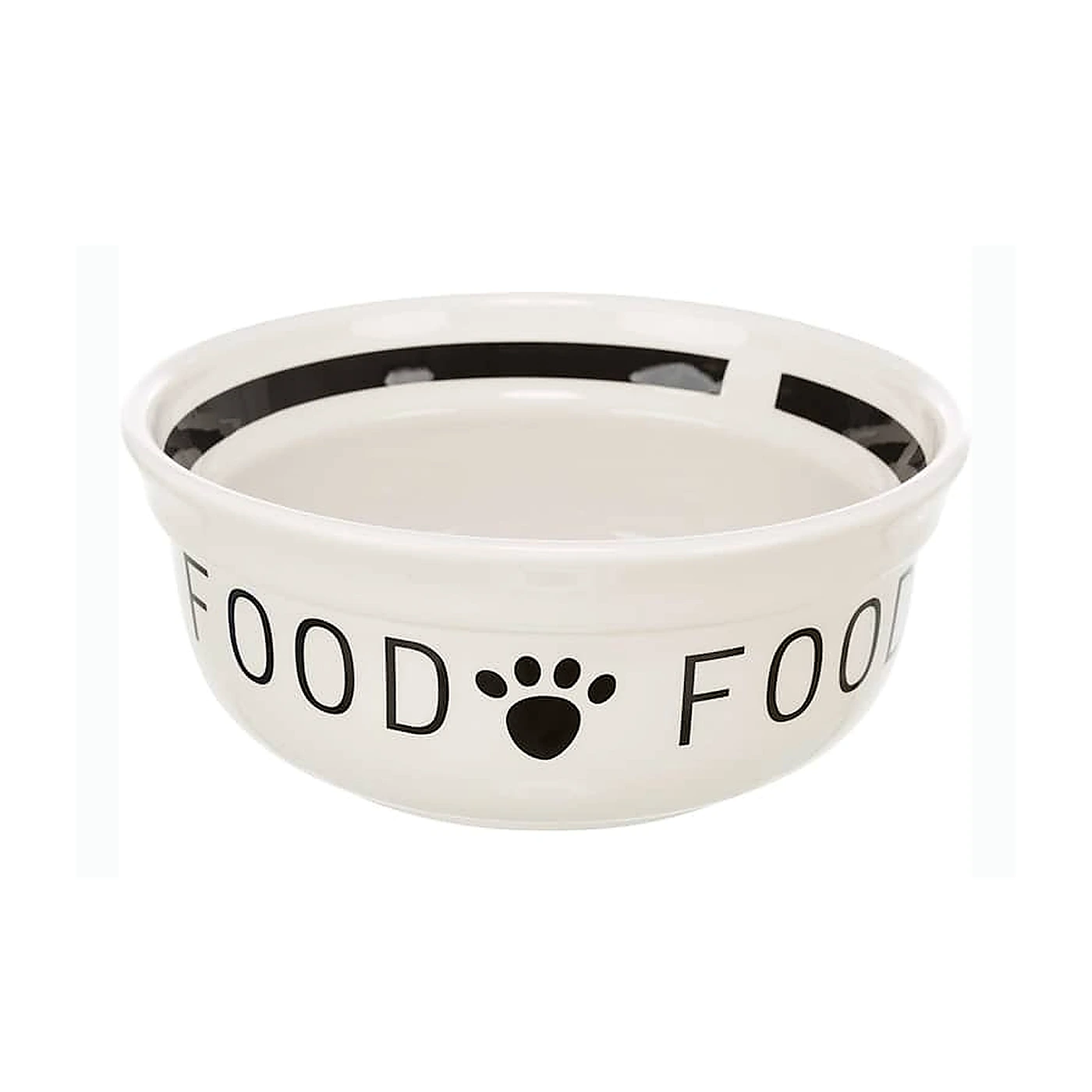Miska ceramiczna „Food", dla psa, biało/czarna, 1.6 l/20 cm