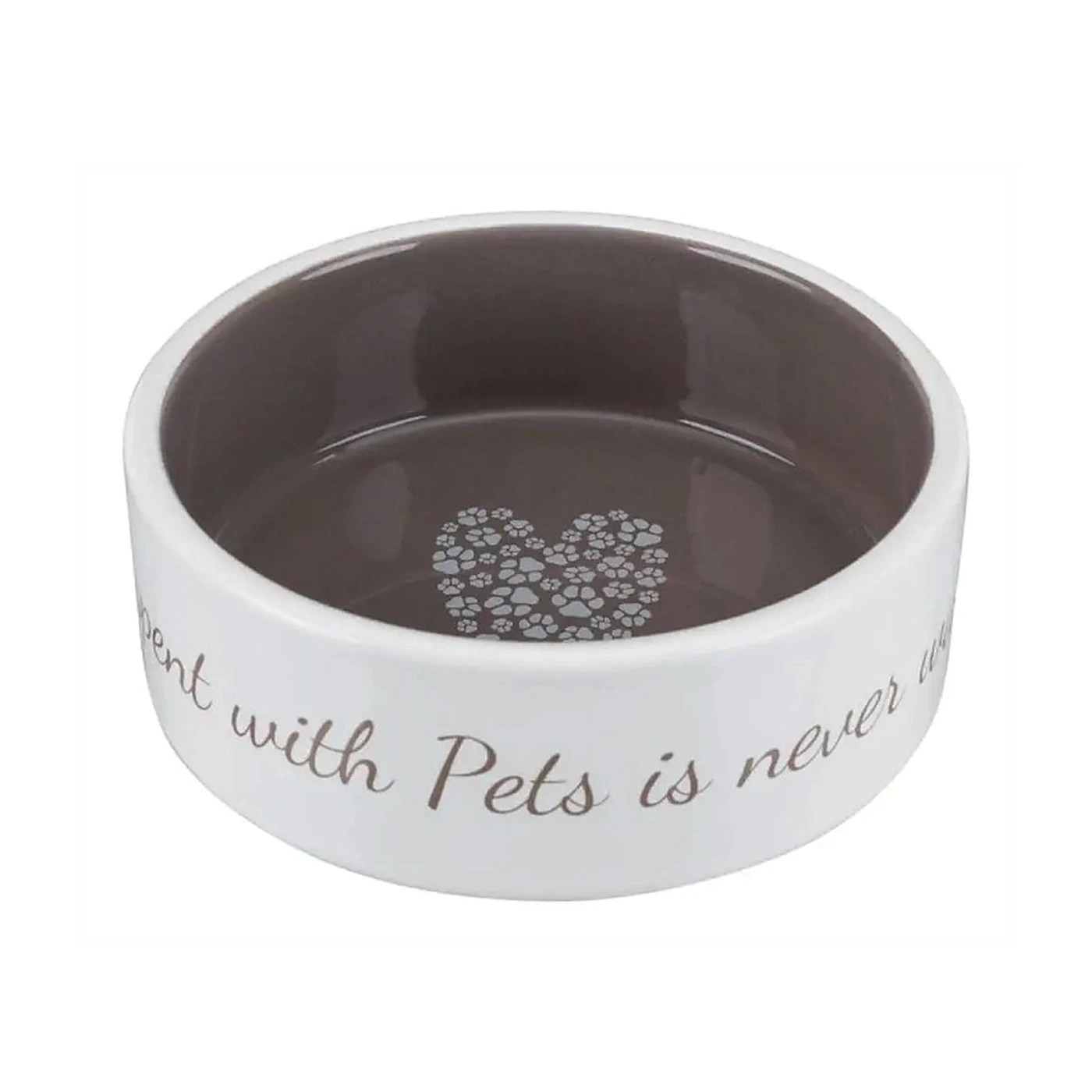 Miska ceramiczna Pet's Home, 0.3 l/o 12 cm, kremowa/ciemnoszara