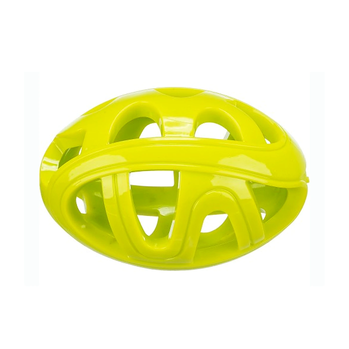 Rugby z otworami, zabawka, dla psa, TPE, limonkowa, 11 cm
