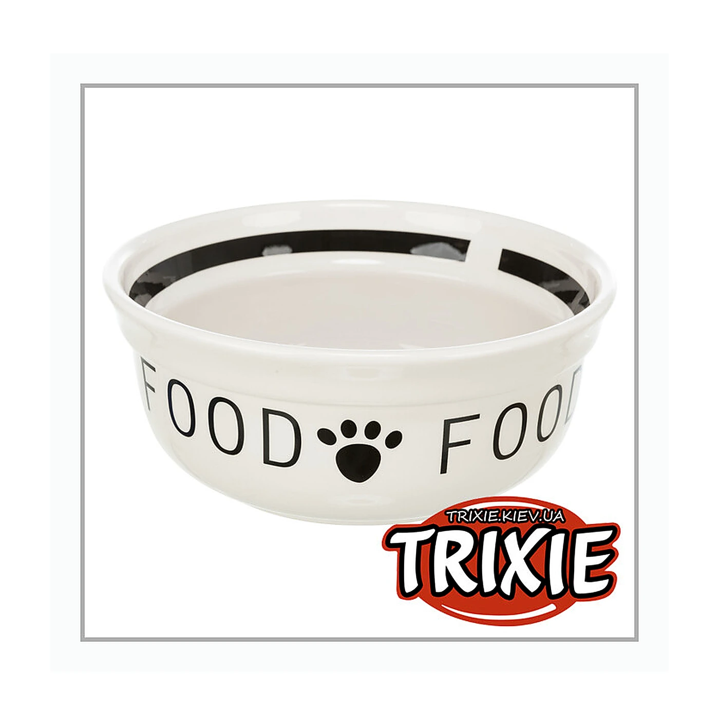 Miska ceramiczna „Food", dla psa, biało/czarna, 0.25 l/13 cm