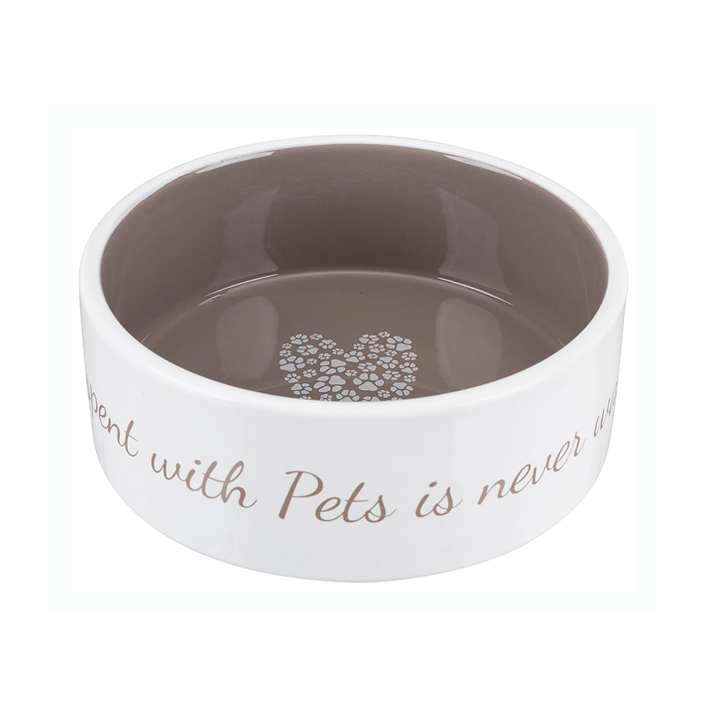 Miska ceramiczna Pet's Home, 0.8 l/o 16 cm, kremowa/ciemnoszara