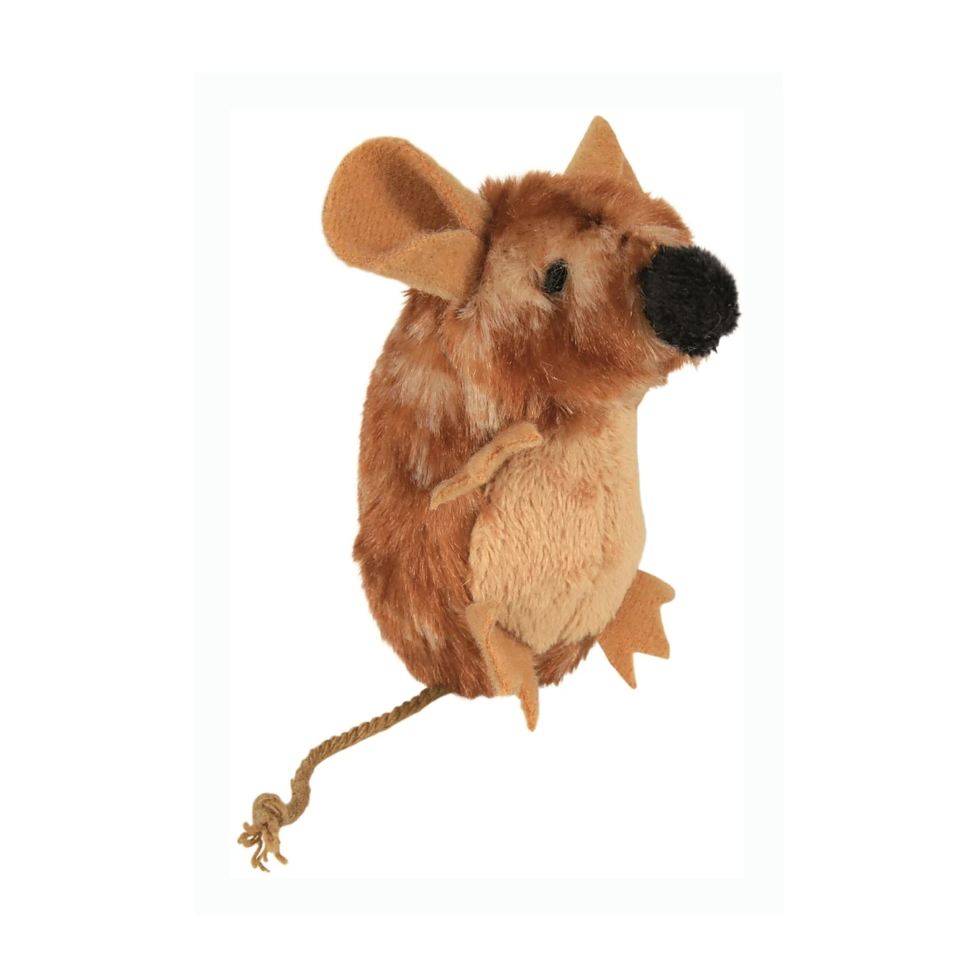 Zabawka Mysz stojąca, brązowa (z dźwiękiem), 8 cm