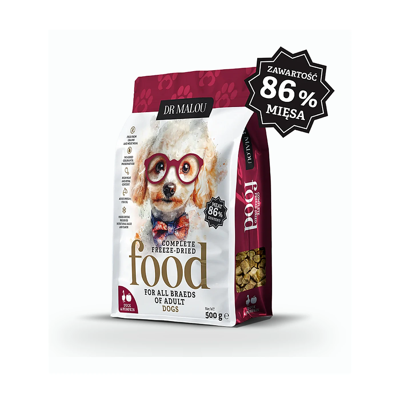 DR. MALOU Kaczka z dynią 500G- PIES-Adult Dog liofilizowana karma pełnoporcjowa