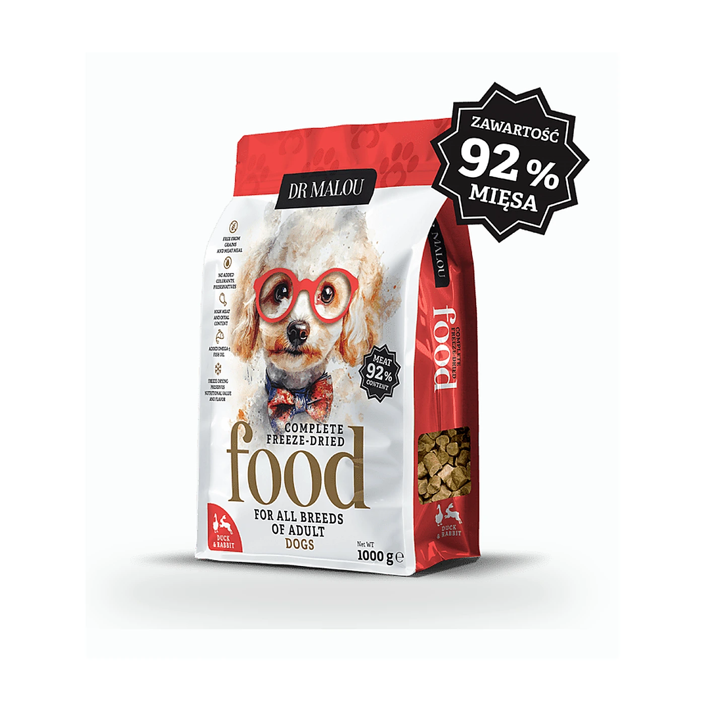 DR. MALOU Kaczka z królikiem 1000g-PIES KARMA-Adult Dog liofilizowana karma pełnoporcjowa