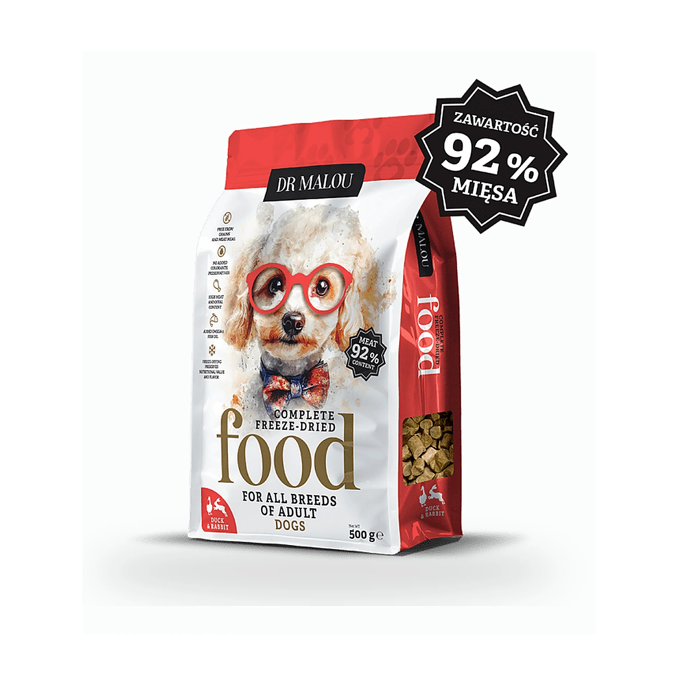 DR. MALOU Kaczka z królikiem 500g -PIES KARMA - Adult Dog liofilizowana karma pełnoporcjowa