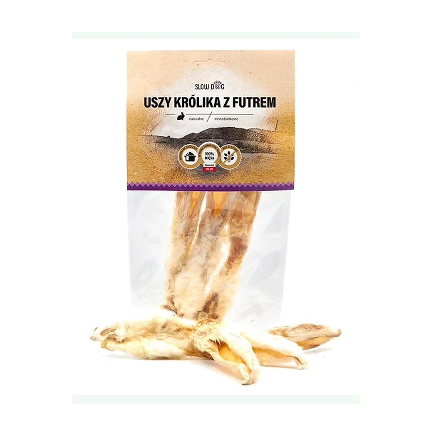 Slow Dog Uszy królika z futrem - 3 szt.