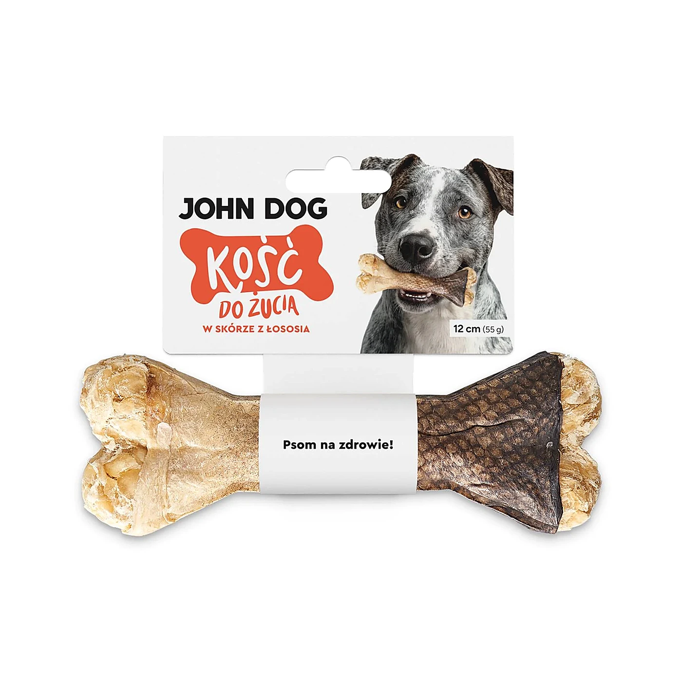 JOHN DOG Kość do żucia i gryzienia dla psa w skórze z łososia 17 cm