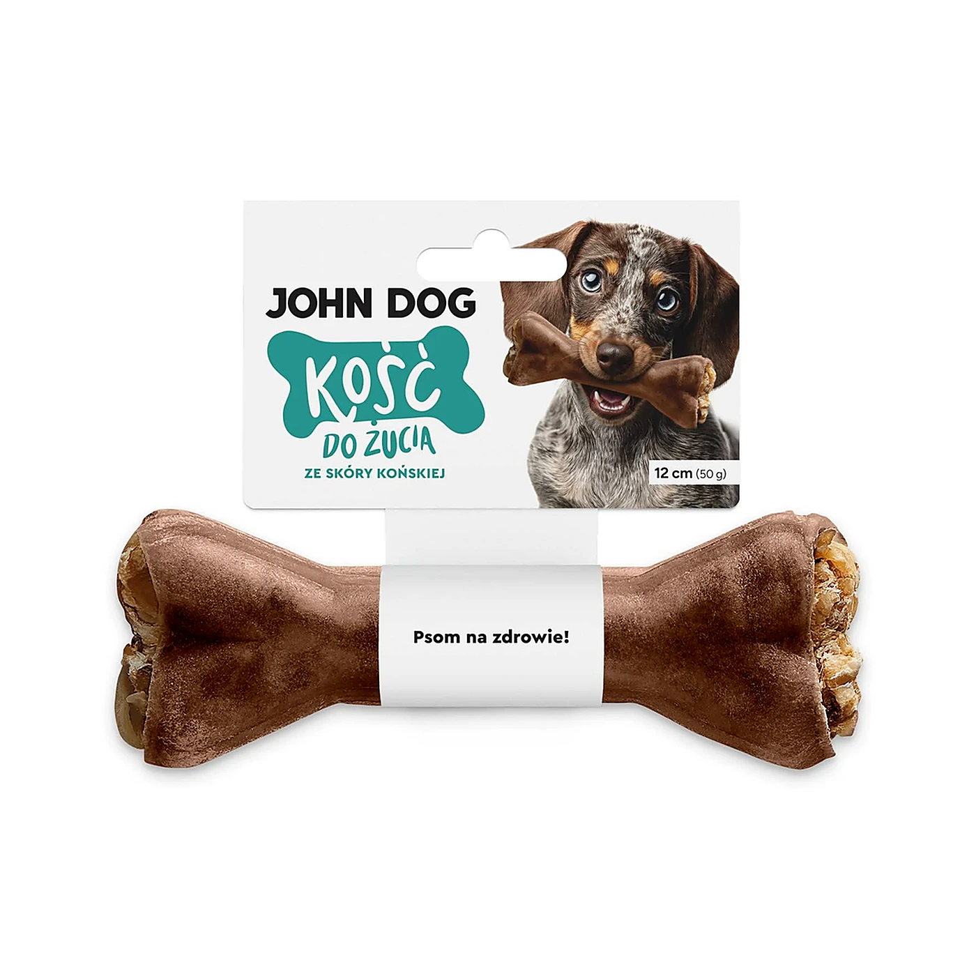 JOHN DOG Kość do żucia i gryzienia dla psa ze skóry końskiej 17 cm