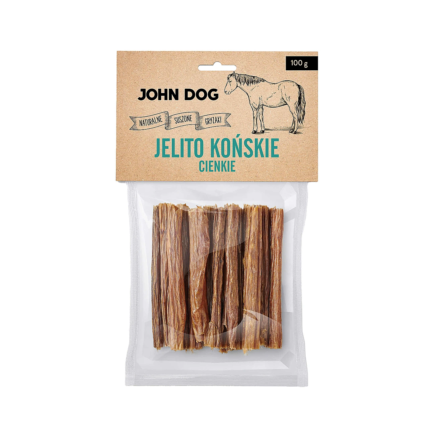 JOHN DOG Naturalny suszony gryzak dla psa jelito końskie cienkie 100 g