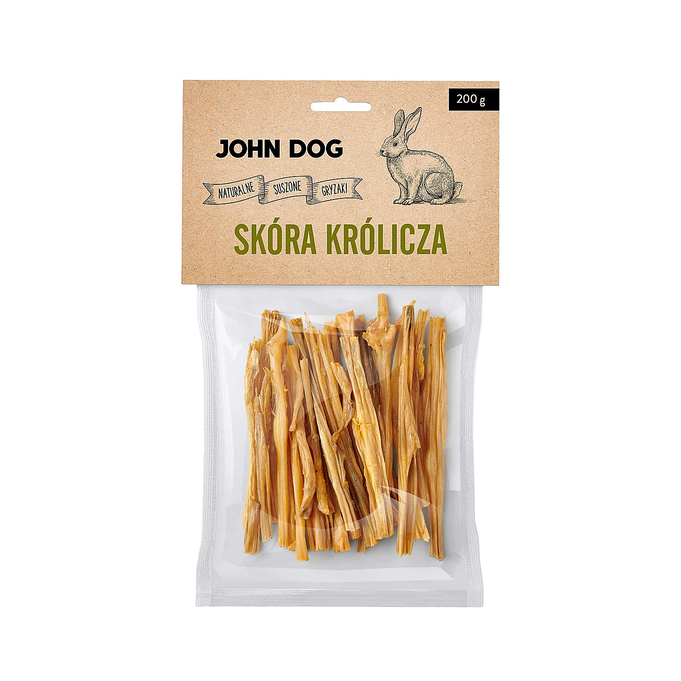 JOHN DOG Naturalny suszony gryzak dla psa skóra królicza 200 g
