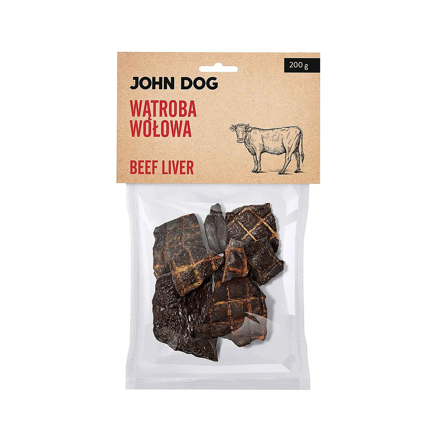 JOHN DOG Naturalny suszony gryzak dla psa Wątroba wołowa 200 g
