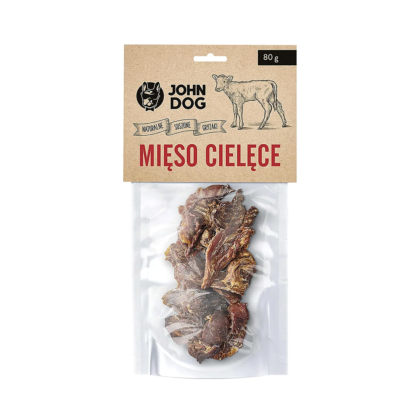 JOHN DOG Suszone mięso cielęce dla psa 80 g