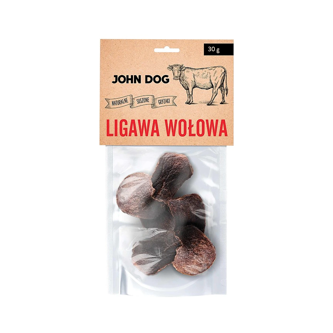 JOHN DOG Suszony gryzak dla psa. Ligawa wołowa 30g
