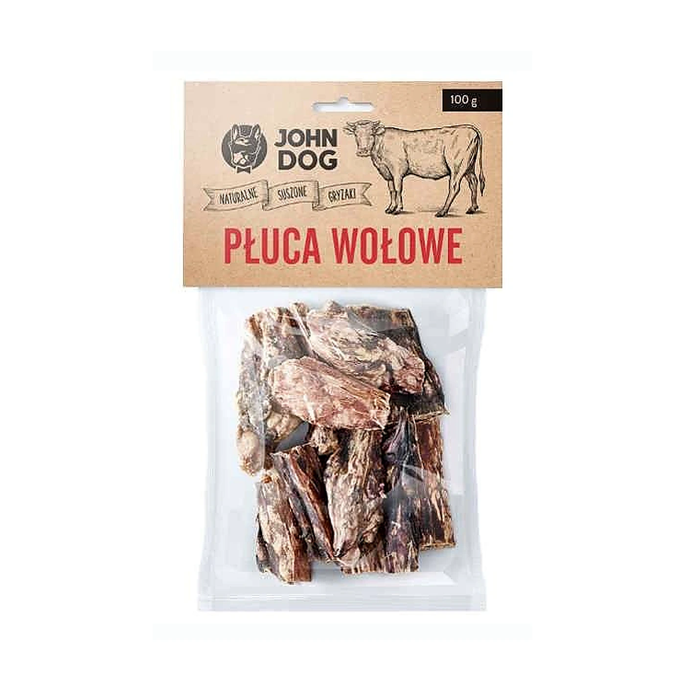 JOHN DOG Suszony gryzak dla psa. Płuca wołowe 100 g